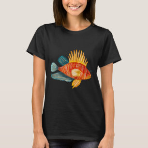 Camiseta Ilustração em aquarela de um peixe colorido oceano