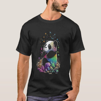 Camiseta Ilustração Engraçada de Cristais de Panda Esotéric
