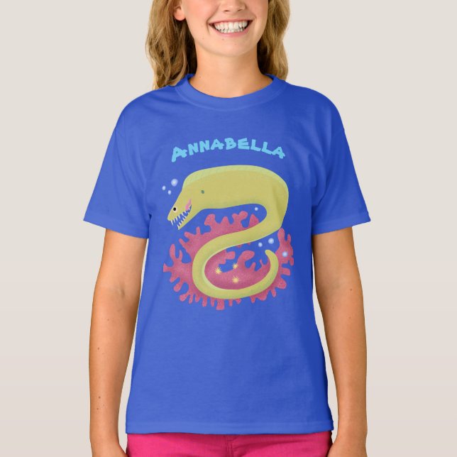 Camiseta Ilustração engraçada de desenho animado de enguia  (Frente)