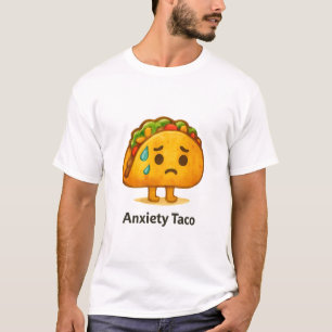 Camiseta Ilustração Engraçada de Taco de Ansiedade em Aquar