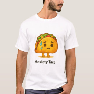Camiseta Ilustração Engraçada de Taco de Ansiedade em Aquar