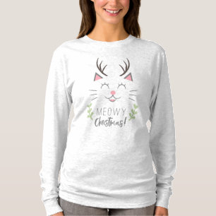 Camiseta Ilustração engraçada do gato do Natal de Meow