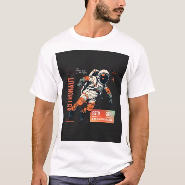 Camiseta Ilustração Espacial do Astronauta Retroativo - Vin (Frente)