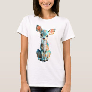 Camiseta Ilustração Feminina de Corça Caprichosa em Azul Tu