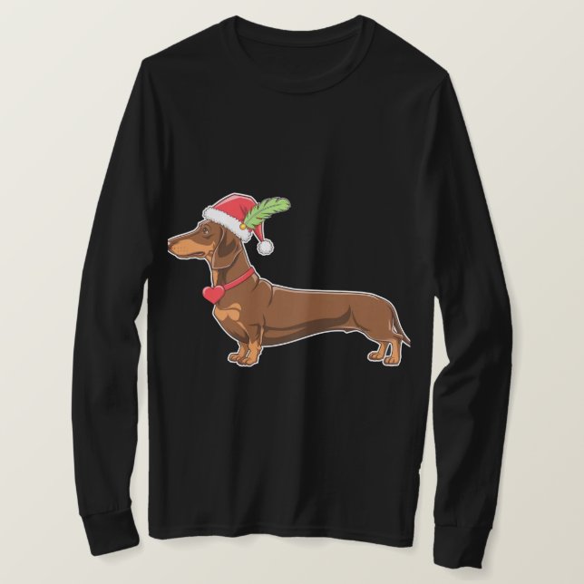 Camiseta Ilustração Festiva Dachshund (Frente do Design)
