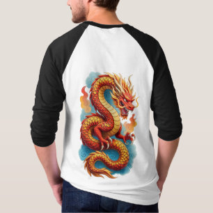 Camiseta Ilustração Fiery do Dragão Vermelho Chinês-67561