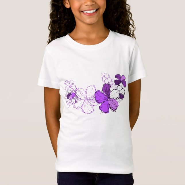 Camiseta Ilustração Floral de Doodle Hibiscus Hawaiian (Frente)