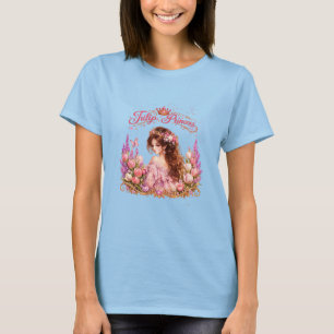 Camiseta Ilustração Floral em Aquarela de Princesa Elegante