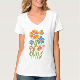 Camiseta Ilustração Floral Retro Boho