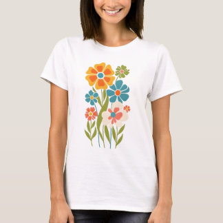Camiseta Ilustração Floral Retro Boho