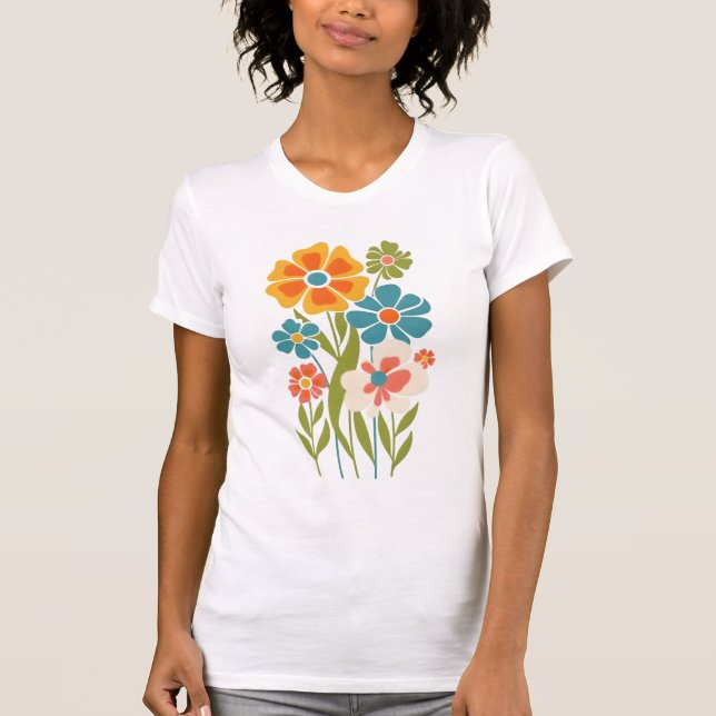 Camiseta Ilustração Floral Retro Boho (Frente)