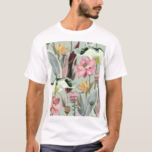 Camiseta Ilustração Floral Vintage de Flores Grandes