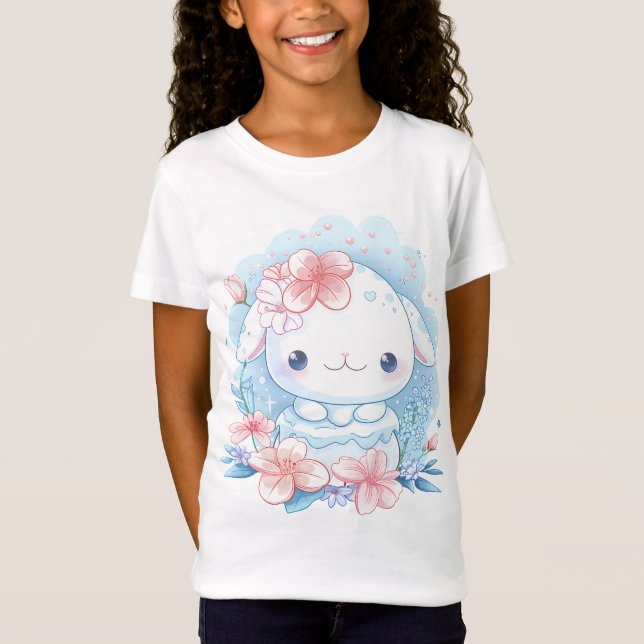Camiseta Ilustração Fofa de Coelho Chibi (Frente)