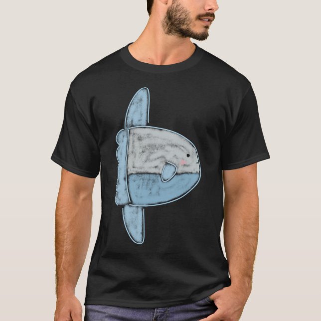 Camiseta Ilustração Fofa de Peixe-Lua do Oceano (Frente)