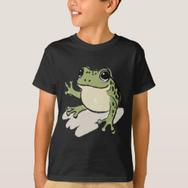 Camiseta Ilustração Fofa de Rã Desenhada à Mão - Verde Ador