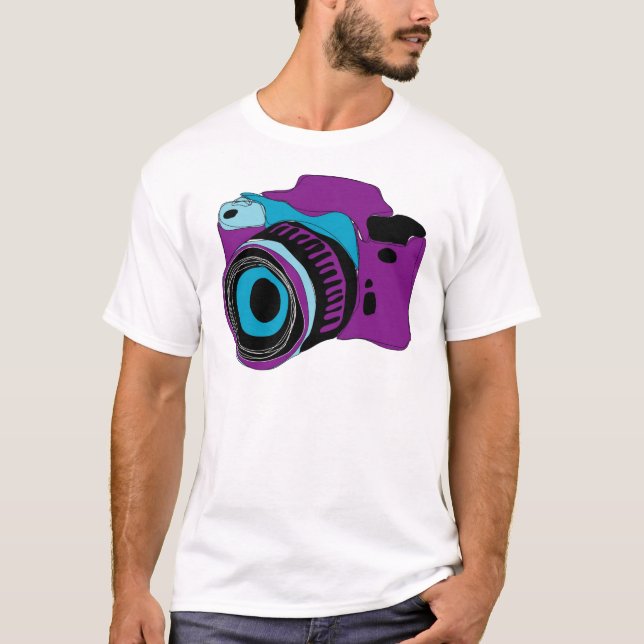 Camiseta Ilustração Funky do gráfico da câmera (Frente)