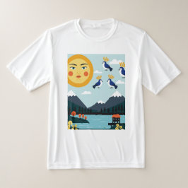 Camiseta Ilustração geométrica que retrata pássaros pendura