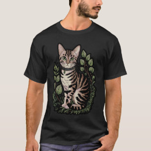 Camiseta Ilustração Gráfica de Gato Vintage