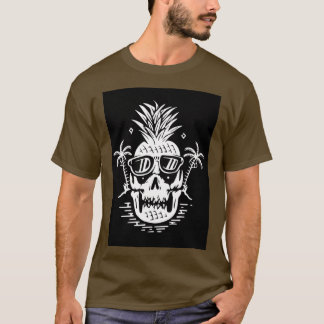 Camiseta Ilustração gráfica de linha do crânio de verão art