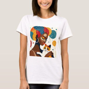 Camiseta Ilustração Gráfica de Senhora Cat