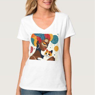 Camiseta Ilustração Gráfica de Senhora Cat