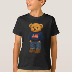 Camiseta Ilustração gráfica de urso americano dos EUA legal