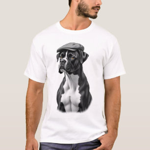 Camiseta Ilustração Gráfica Monocromática de Boxer Antigo c