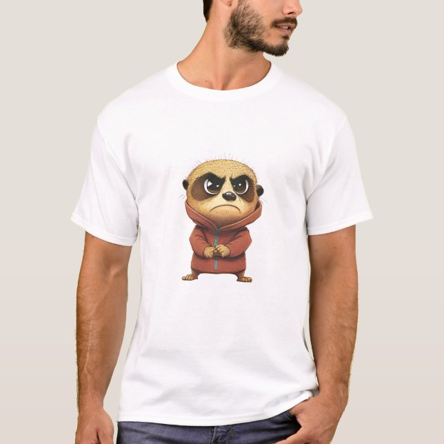 Camiseta Ilustração Humorística Adorável e Bonita de Meerka (Frente)