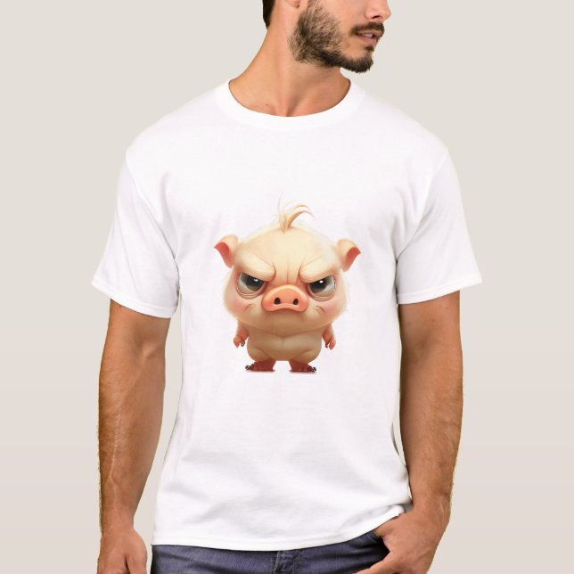 Camiseta Ilustração Humorística Adorável E Custa Porco (Frente)
