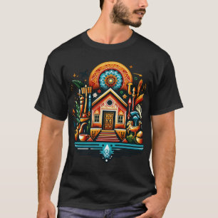 Camiseta Ilustração Inicial do Sonho de Arte Folk Boho