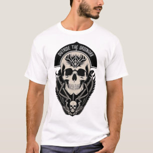 Camiseta Ilustração Intrincada de Caveira Gótica