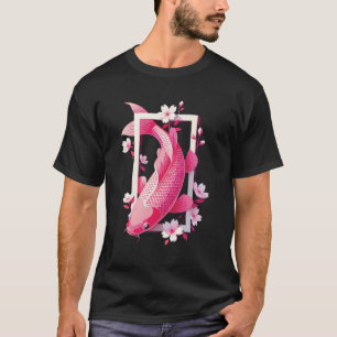 Camiseta Ilustração Japonesa de Peixes Koi Flores