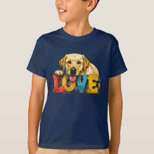 Camiseta Ilustração Labrador de Amor Gráfico de Cão para