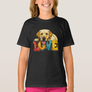 Camiseta Ilustração Labrador Lab Love Gráfico de Cachorro