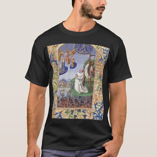 Camiseta Ilustração Medieval de São Bernardo de Claraval (Frente)