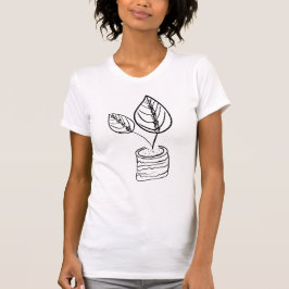 Camiseta Ilustração Mínima da Planta Botânica de Calathea