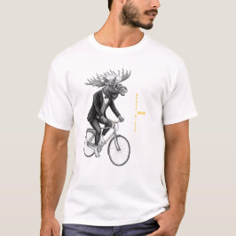 Camiseta Ilustração Mínima de Animal Cavalgando Alce.