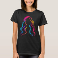 Ilustração Minimalista de Cabelo Ondulado Neon Vib