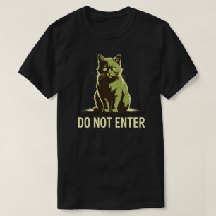 Camiseta Ilustração Minimalista de Gato Vazio Não Entre