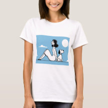 Ilustração Minimalista de Mulher e Cachorro
