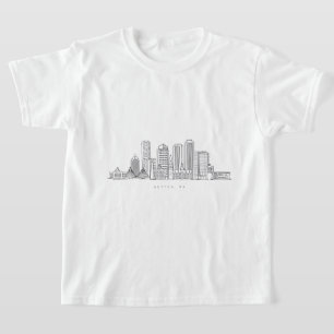 Camiseta Ilustração Minimalista do Horizonte da Cidade de B