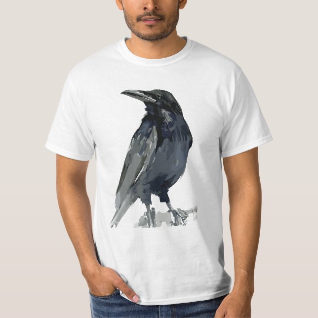 Camiseta Ilustração Misteriosa de Corvo (Frente)