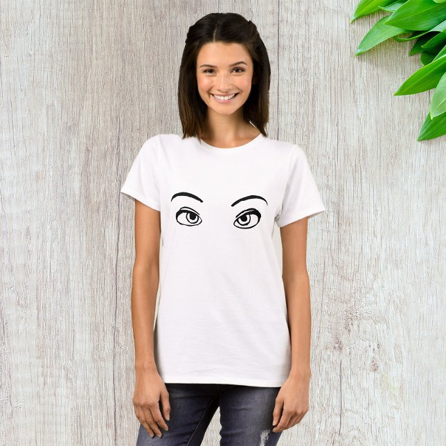 Camiseta Ilustração Misteriosa de Olhos Negros e Brancos (Criador carregado)