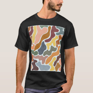 Camiseta Ilustração moderna abstrata em tons terrosos.