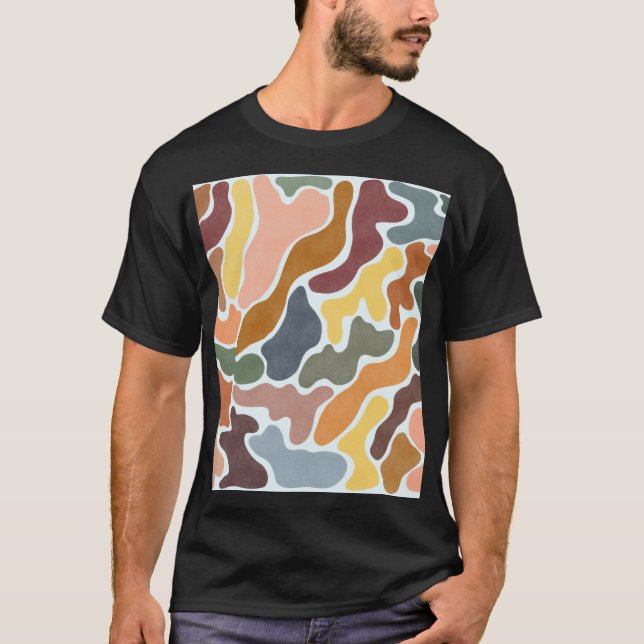 Camiseta Ilustração moderna abstrata em tons terrosos. (Frente)