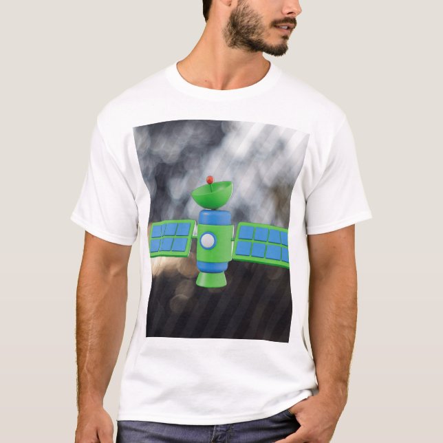 Camiseta Ilustração Moderna de Satélite. (Frente)