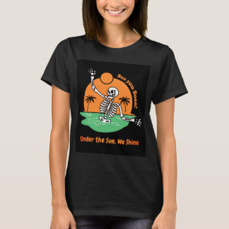 Camiseta Ilustração Negra e Laranja Caveira T-Shir