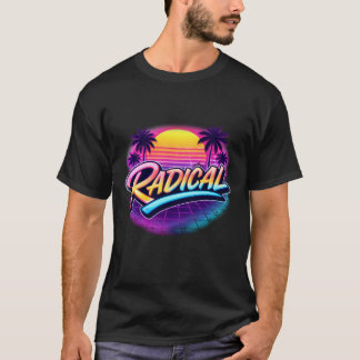 Camiseta Ilustração Neon Synthwave Retro Radical dos Anos 8