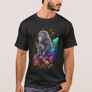 Camiseta Ilustração Óptica de Cristais Appe Macacos Esoéric