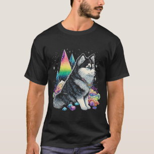 Camiseta Ilustração Óptica de Cristais de Cachorros Esotéri